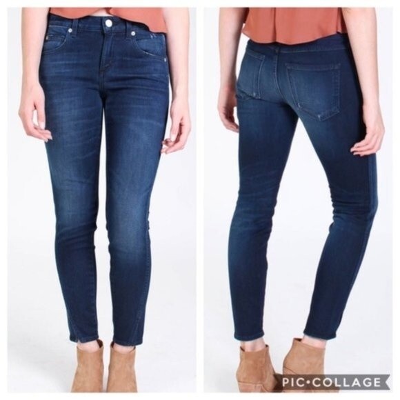 AMO Denim - AMO Twist Skinny Jeans in Eclipse Dark Wash Blue